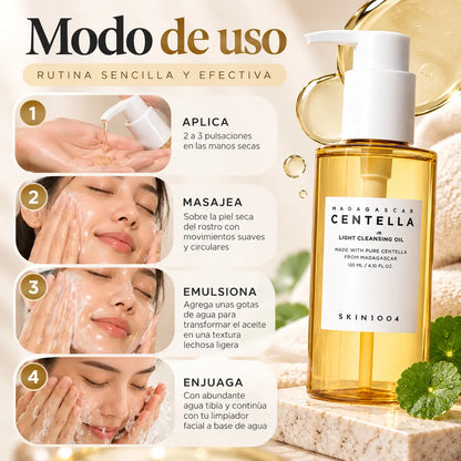 SKIN1004, Madagascar Centella Light Cleansing Oil, Aceite Limpiador Facial Desmaquillante y Purificante K-Beauty, 120 ml