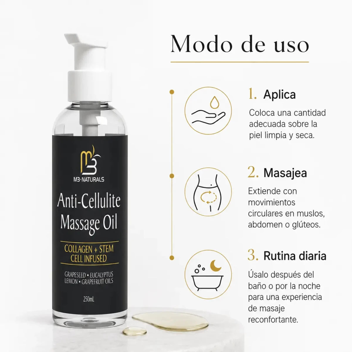 M3Naturals Celulitis Oil massage 250ml - Zivanne