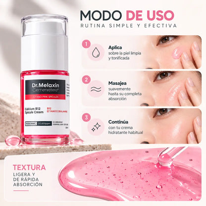 Dr. Melaxin, Cemenrete Calcium B12 Cyano Pink Serum, Tratamiento Facial Perfeccionador de Poros y Textura, 30 ml