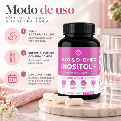 Optify, Myo & D-Chiro Inositol Plus, Suplemento Alimenticio para el Balance Hormonal y Salud Ovárica, 120 Cápsulas