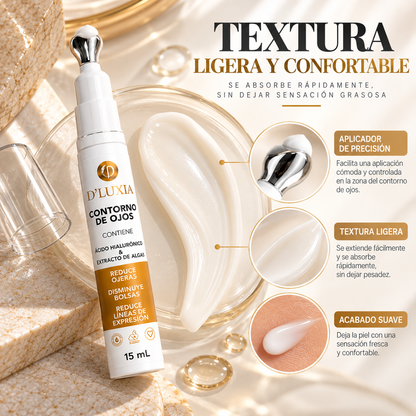 D'LUXIA, Contorno de Ojos Revitalizante Anti-Ojeras y Bolsas, Efecto Tensor e Hidratante, 15 g