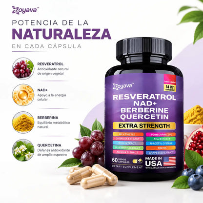 Zoyava, Resveratrol Complex Extra Strength, Suplemento Alimenticio Antioxidante, 60 Cápsulas