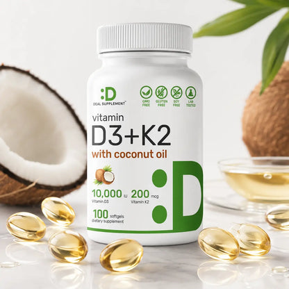 Vitamina D3 + K2 Deal Supplement (100 Softgels)