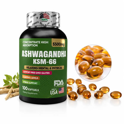 Ashwagandha KSM-66 (5500 mg) — 100 Softgels