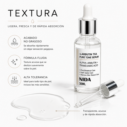 NIDA Pure Tone Alpha-Arbutin + TXA Serum (30ml) – Sérum Facial