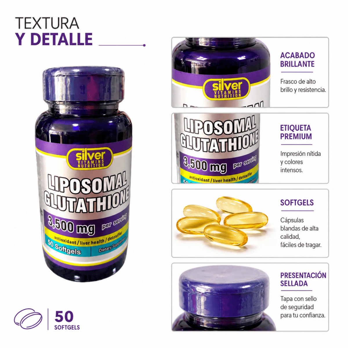 Glutatión Liposomal 3500 mg (50 Softgels) - Zivanne