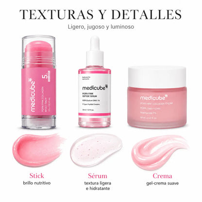 Kit Facial Medicube PDRN Pink: Sérum + Crema + Stick – Trío Luminosidad - Zivanne