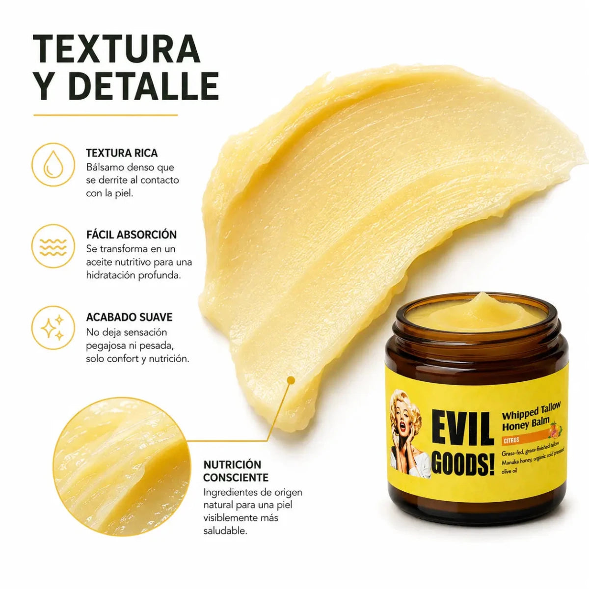 Evil Goods Beef Tallow Citrus Balm (60ml) – Bálsamo Nutritivo - Zivanne