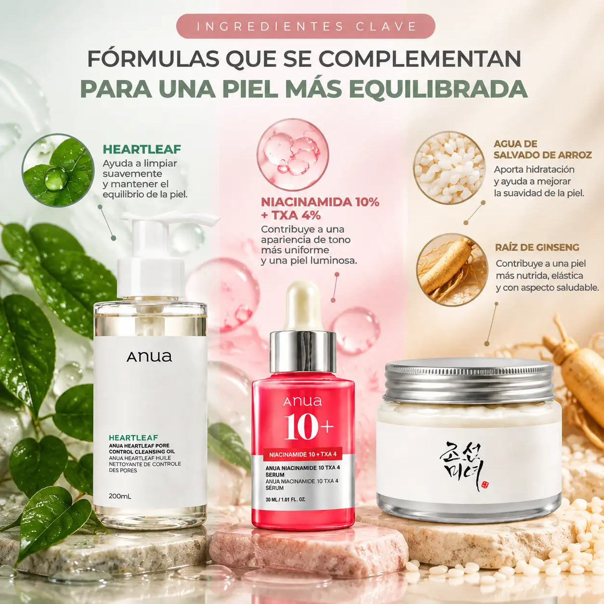Zivanne, Kit Limpieza Profunda, Tono Uniforme y Nutrición K-Beauty, Rutina Facial de 3 Pasos, Set de 3 Piezas