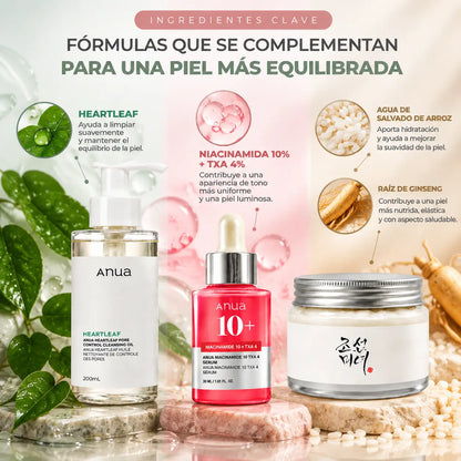 Zivanne, Kit Limpieza Profunda, Tono Uniforme y Nutrición K-Beauty, Rutina Facial de 3 Pasos, Set de 3 Piezas