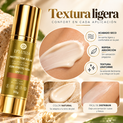 D'LUXIA, Protector Solar Facial con Efecto Seco, Alta Protección UV y Anti-Edad, 50 g