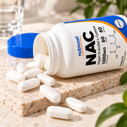 Nutricost, Vegan NAC N-Acetyl L-Cysteine 1000 mg, Suplemento Alimenticio Antioxidante, 60 Tabletas