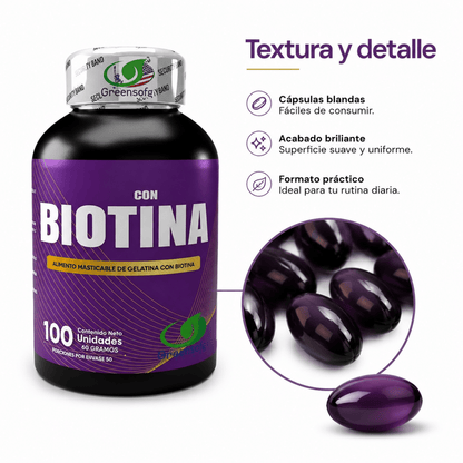 Biotina 10.000 mcg Greensofg (100 Cápsulas Blandas) - Zivanne