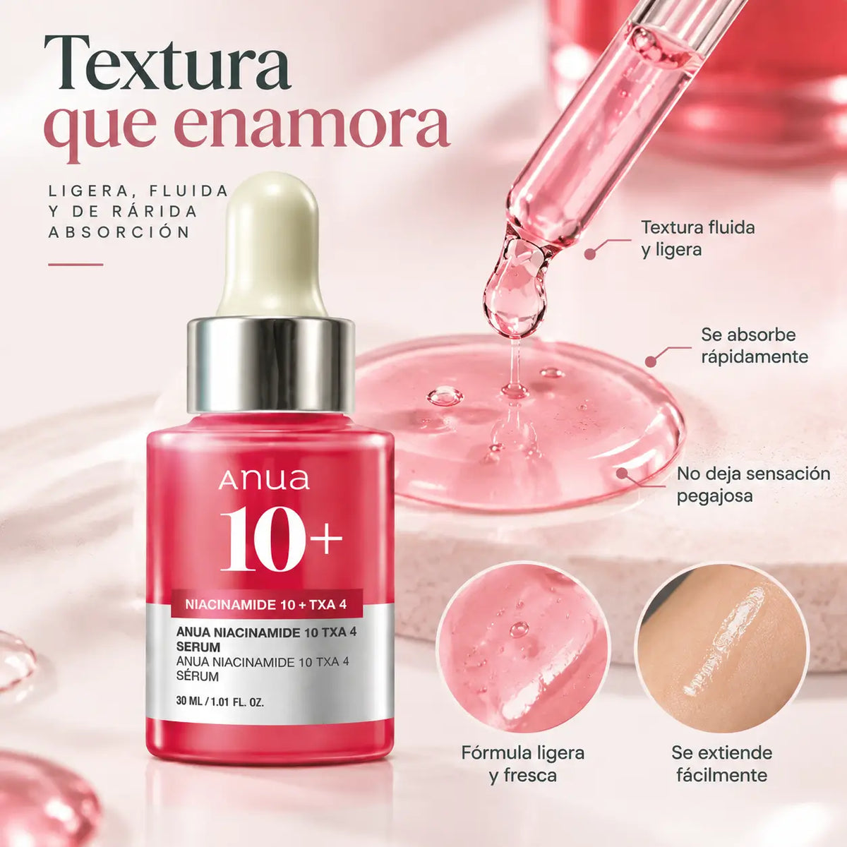 Anua, Niacinamide 10% + TXA 4% Serum, Sérum Facial Unificador e Iluminador, 30 ml
