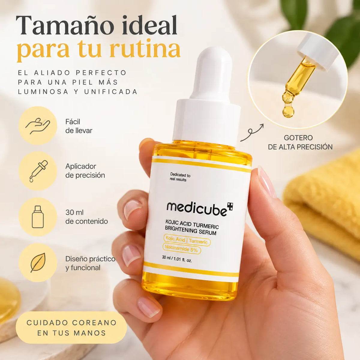 Medicube, Acid Turmeric Serum, Sérum Facial Iluminador y Unificador, 30 ml