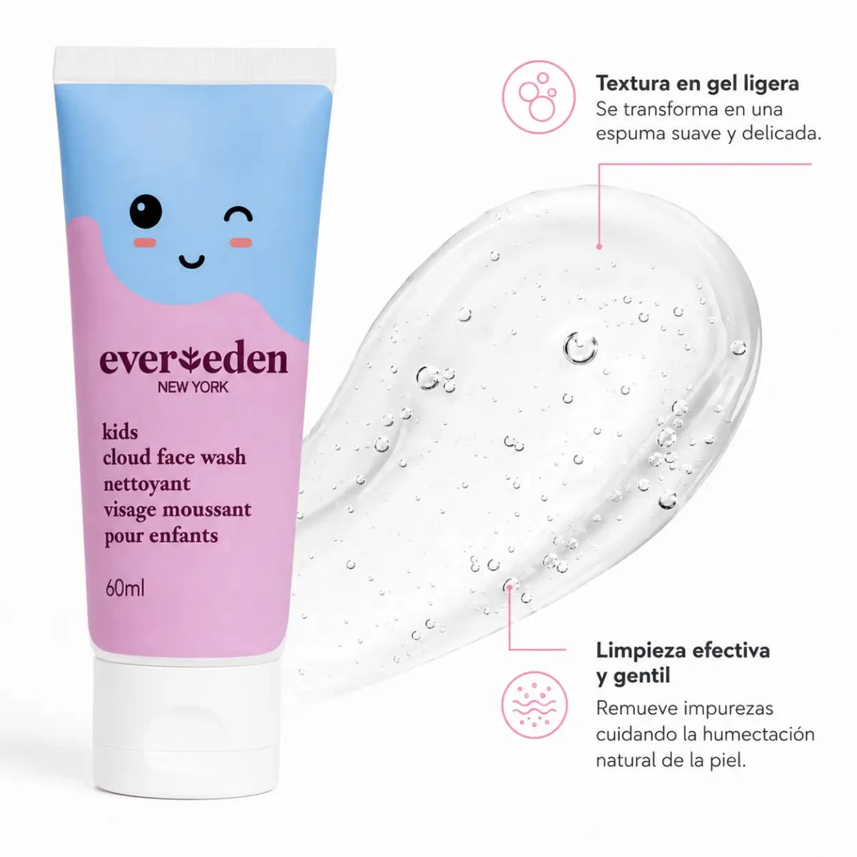 Evereden Kids Dual Action Face Wash (60ml) – Gel Limpiador - Zivanne