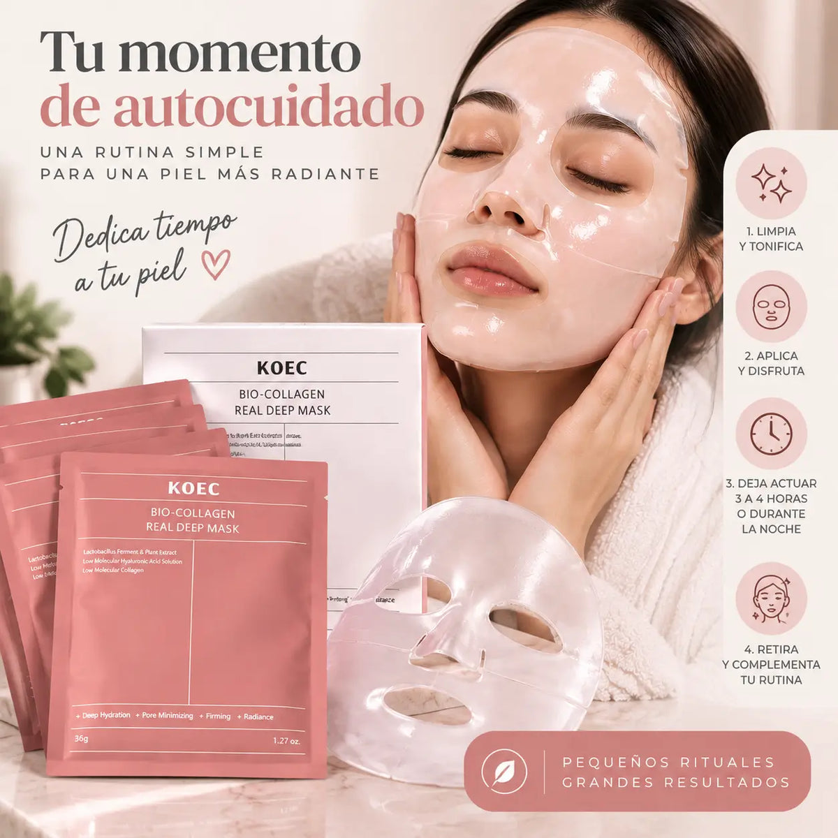 Bio-Collagen Real Deep Mask, Mascarilla Facial de Hidrogel