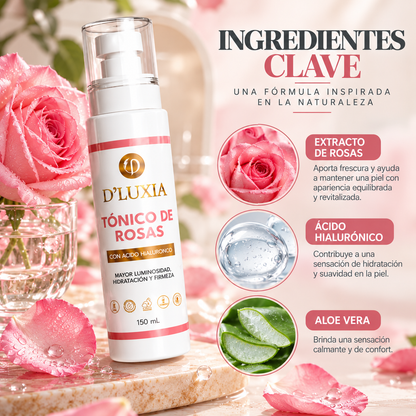 D'LUXIA, Tónico de Rosas Facial, Equilibrio, Frescura y Revitalización, 150 ml