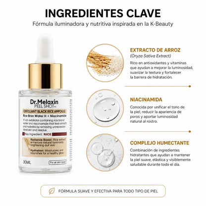 Ampolla facial iluminadora Dr Melaxin Rice Brightening 30ml con extracto de arroz y niacinamida K-Beauty Zivanne