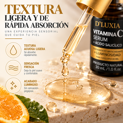 D'LUXIA, Sérum Facial de Vitamina C y Ácido Salicílico, Iluminación y Antioxidante, 30 ml