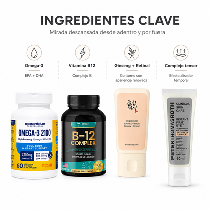 Protocolo Mirada Descansada In & Out — Kit Contorno de Ojos (4 Pasos)