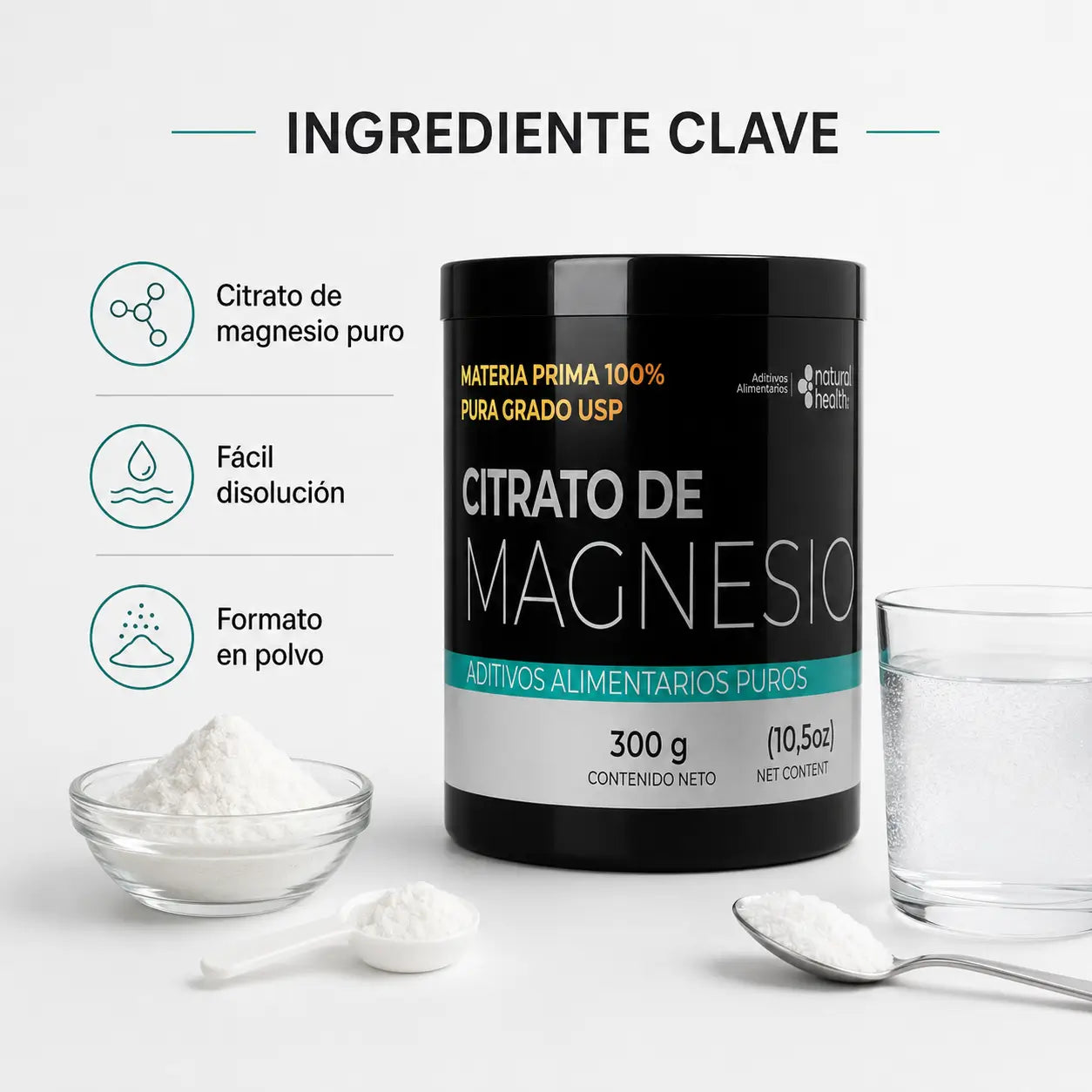 Citrato de Magnesio Puro (300 g en Polvo)