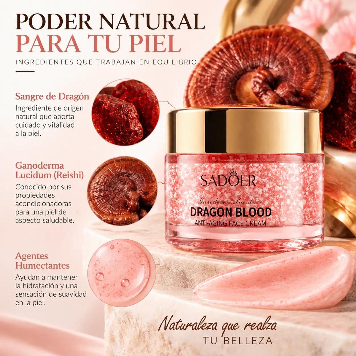 Sadoer, Dragon Blood Cream, Crema Facial Hidratante y Acondicionadora, 50 g
