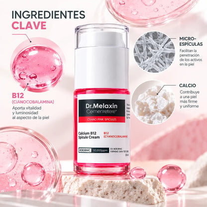 Dr. Melaxin, Cemenrete Calcium B12 Cyano Pink Serum, Tratamiento Facial Perfeccionador de Poros y Textura, 30 ml