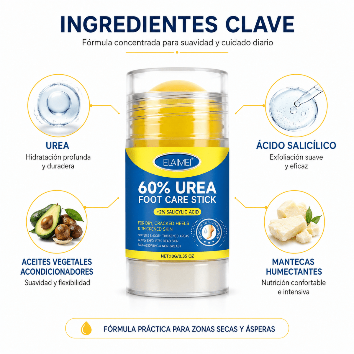 Barra de Urea 60% con Ácido Salicílico – Cuidado de Pies - Zivanne