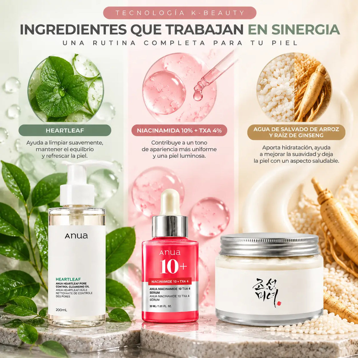 Zivanne, Kit Limpieza Profunda, Tono Uniforme y Nutrición K-Beauty, Rutina Facial de 3 Pasos, Set de 3 Piezas
