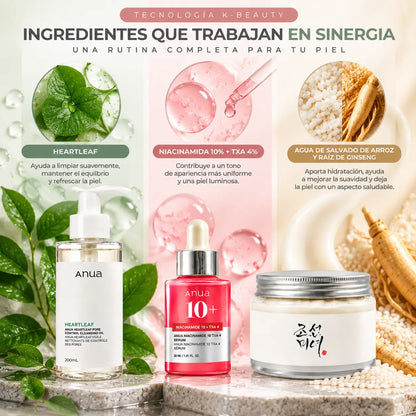 Zivanne, Kit Limpieza Profunda, Tono Uniforme y Nutrición K-Beauty, Rutina Facial de 3 Pasos, Set de 3 Piezas