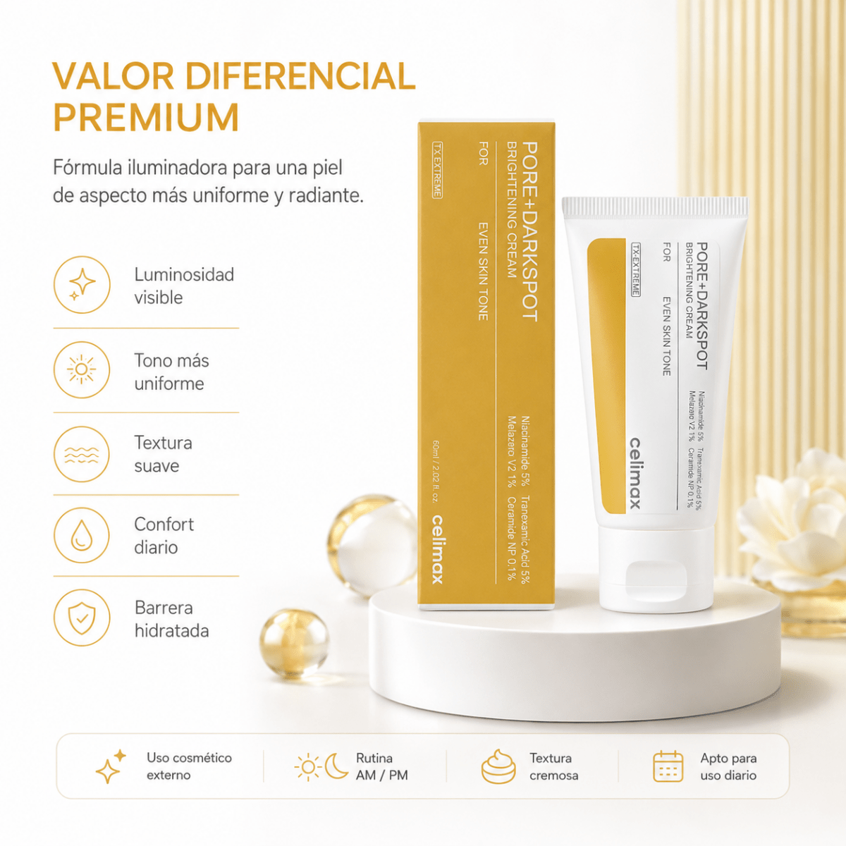 Celimax Pore + Dark Spot Brightening Cream (60ml) – Crema Facial - Zivanne