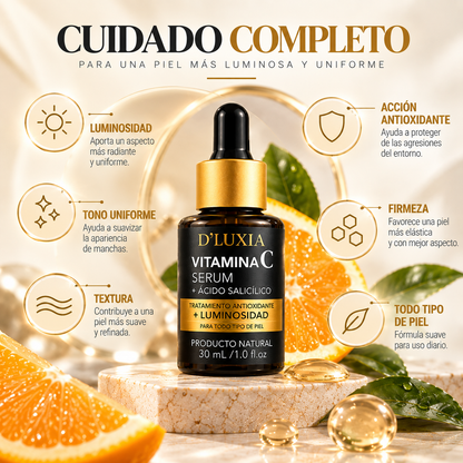 D'LUXIA, Sérum Facial de Vitamina C y Ácido Salicílico, Iluminación y Antioxidante, 30 ml