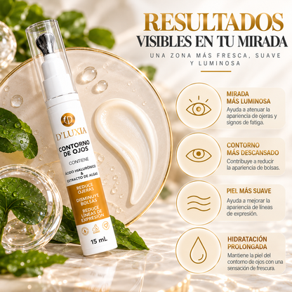 D'LUXIA, Contorno de Ojos Revitalizante Anti-Ojeras y Bolsas, Efecto Tensor e Hidratante, 15 g