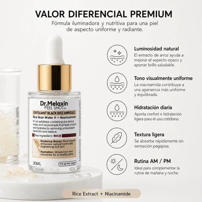 Ampolla facial iluminadora Dr Melaxin Rice Brightening 30ml con extracto de arroz y niacinamida K-Beauty Zivanne