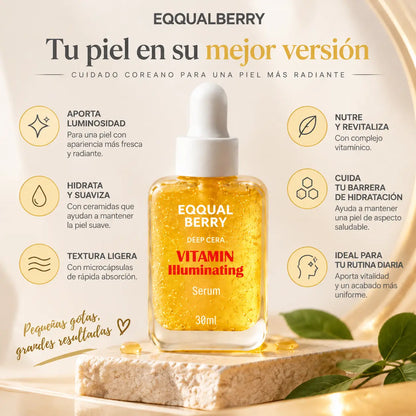 EQQUALBERRY, Deep Cera Vitamin Illuminating Serum, Sérum Facial Iluminador, 30 ml
