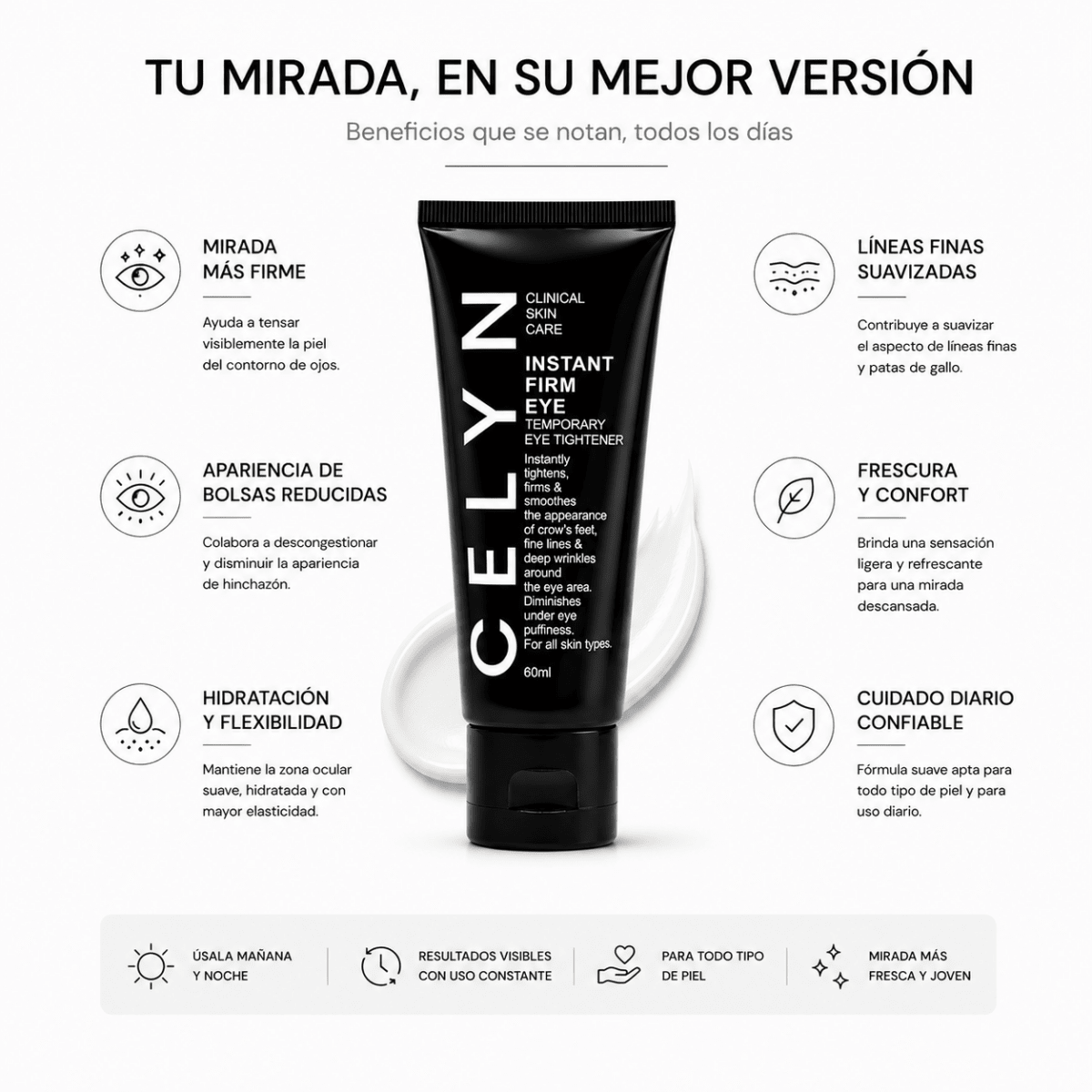 CELYN Instant Firming Eye Cream (60ml) – Crema Contorno Ojos - Zivanne