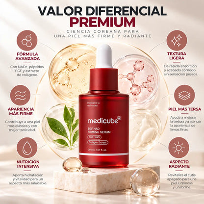 Medicube, EGF NAD Firming Serum, Sérum Facial Rejuvenecedor y Reafirmante, 30 ml