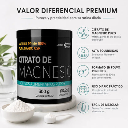 Citrato de Magnesio Puro (300 g en Polvo)