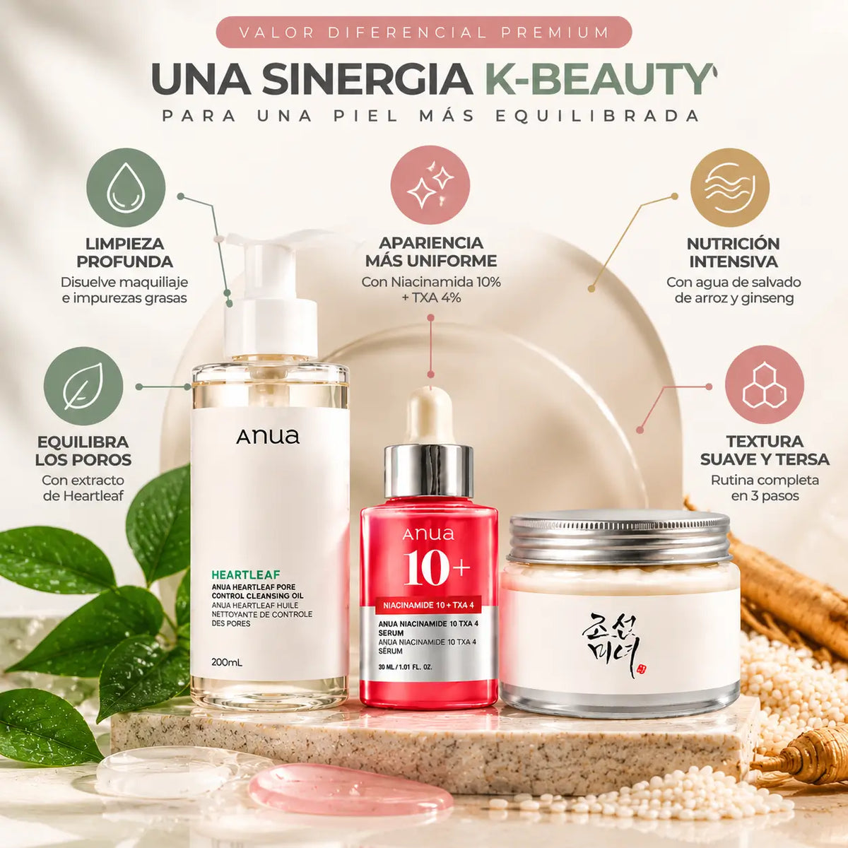 Zivanne, Kit Limpieza Profunda, Tono Uniforme y Nutrición K-Beauty, Rutina Facial de 3 Pasos, Set de 3 Piezas
