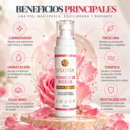D'LUXIA, Tónico de Rosas Facial, Equilibrio, Frescura y Revitalización, 150 ml