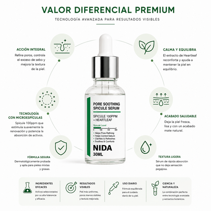 NIDA Pore Soothing Spicule Serum (30ml) – Sérum Facial