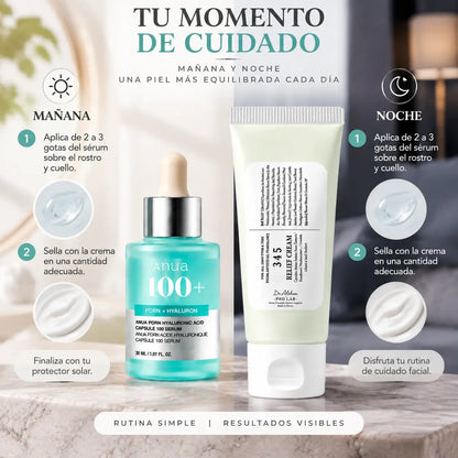 Zivanne, Dúo Skinimalismo y Luminosidad, Anua PDRN Hyaluronic Serum 30ml + Dr. Althea 345 Relief Cream 60ml, Kit de 2 Piezas