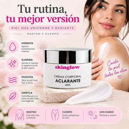 SkinGlow, Crema Facial y Corporal Iluminadora, Unificadora del Tono, 60 ml