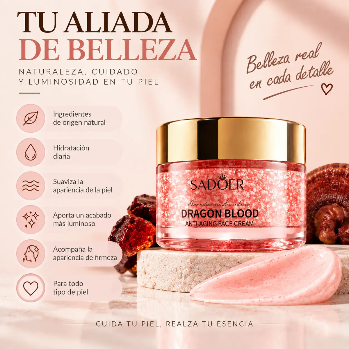 Sadoer, Dragon Blood Cream, Crema Facial Hidratante y Acondicionadora, 50 g