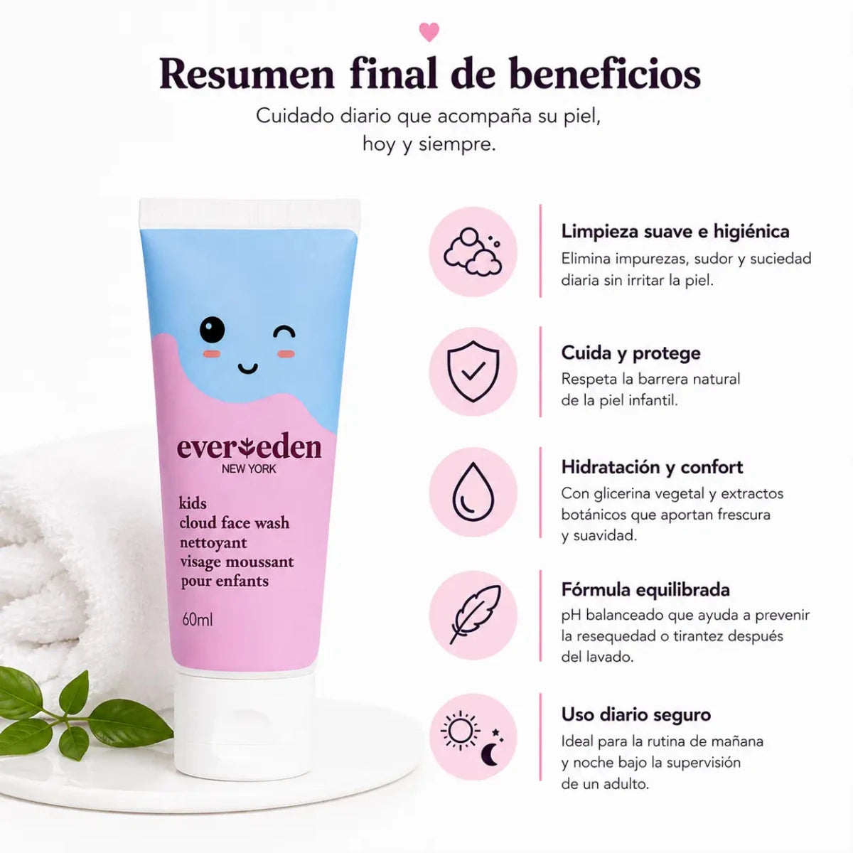 Evereden Kids Dual Action Face Wash (60ml) – Gel Limpiador - Zivanne