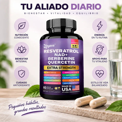 Zoyava, Resveratrol Complex Extra Strength, Suplemento Alimenticio Antioxidante, 60 Cápsulas