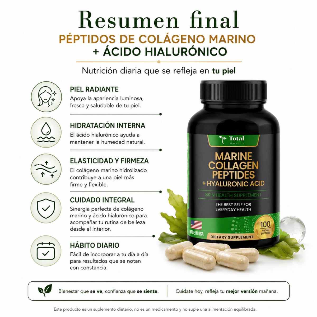 Péptidos de Colágeno Marino + Ácido Hialurónico - Zivanne