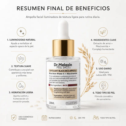 Ampolla facial iluminadora Dr Melaxin Rice Brightening 30ml con extracto de arroz y niacinamida K-Beauty Zivanne