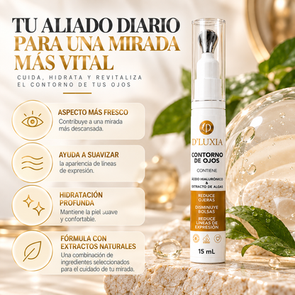 D'LUXIA, Contorno de Ojos Revitalizante Anti-Ojeras y Bolsas, Efecto Tensor e Hidratante, 15 g